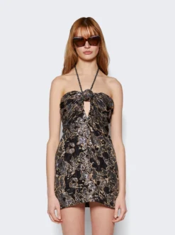 JOHANNA ORTIZ Distinguished Avardians Mini Dress Black Stripes And Silver -Artemides shop PT01821 49090 03 1