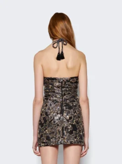 JOHANNA ORTIZ Distinguished Avardians Mini Dress Black Stripes And Silver -Artemides shop PT01821 49090 05 1