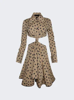 PROENZA SCHOULER Printed Dot Cut-Out Shirt Dress Khaki