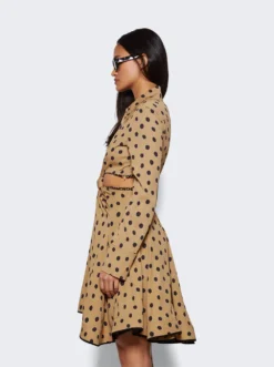 PROENZA SCHOULER Printed Dot Cut-Out Shirt Dress Khaki -Artemides shop R2323019 25812 04 1