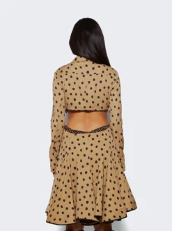 PROENZA SCHOULER Printed Dot Cut-Out Shirt Dress Khaki -Artemides shop R2323019 25812 05 1