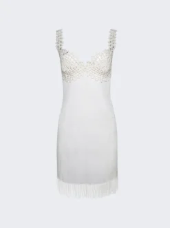 PROENZA SCHOULER Rib Knit Lace Dress Optic White
