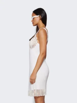 PROENZA SCHOULER Rib Knit Lace Dress Optic White -Artemides shop R2327054 27163 04 1