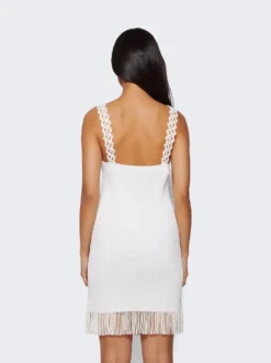 PROENZA SCHOULER Rib Knit Lace Dress Optic White -Artemides shop R2327054 27163 05 1