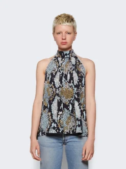 PROENZA SCHOULER Printed Snake Crepe De Chine Top Black -Artemides shop R2334012 2509 03 1