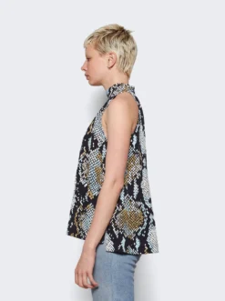 PROENZA SCHOULER Printed Snake Crepe De Chine Top Black -Artemides shop R2334012 2509 04 1