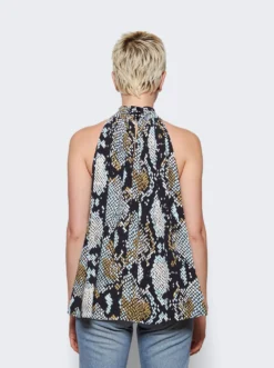 PROENZA SCHOULER Printed Snake Crepe De Chine Top Black -Artemides shop R2334012 2509 05 1