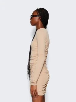 Mini Ruched Jersey Dress Beige -Artemides shop RS24DR21 33069 04 1