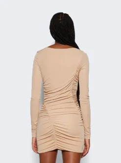 Mini Ruched Jersey Dress Beige -Artemides shop RS24DR21 33069 05 1