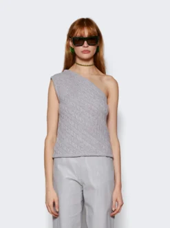 One Shoulder Braid Cashmere Top Light Grey -Artemides shop RS24TP40 4374 03 1