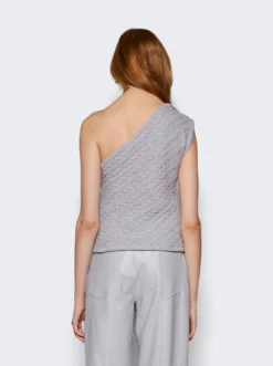 One Shoulder Braid Cashmere Top Light Grey -Artemides shop RS24TP40 4374 05 1