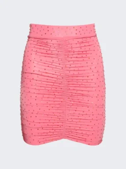 Ruched Mini Skirt Garnet Rose