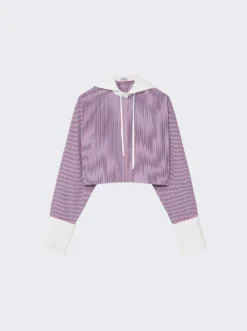 Loewe Striped Cropped Hooded Shirt Red, White, Blue