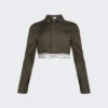Loewe Cropped Shirt Dark Olive Green