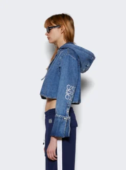 Loewe Cropped Hooded Shirt Blue -Artemides shop S359Y13X63 Blue 04