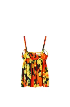 Loewe X Paula's Ibiza Cactus Print Top Orange Yellow And Black