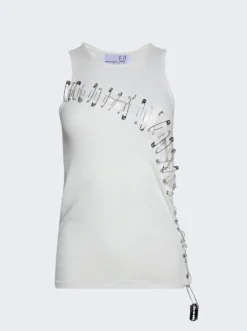 Cut Out Viscose Tank Top White