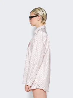 Crown Oversized Buttondown Shirt White And Merlot -Artemides shop STAW2317WH 48118 04 1