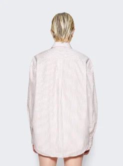 Crown Oversized Buttondown Shirt White And Merlot -Artemides shop STAW2317WH 48118 05 1