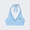 X Lacoste Halter Cropped Top Panorama And Marine