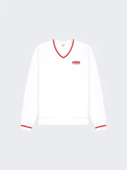 Prince Sporty V-neck Sweatshirt White And Red
