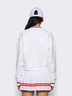 Prince Sporty V-neck Sweatshirt White And Red -Artemides shop VN1062WH 05 1