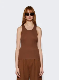 Ribbed Tank Brown -Artemides shop W1016R04 5438 03 1