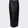 Leather Maxi Column Skirt Black