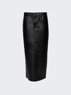 Leather Maxi Column Skirt Black