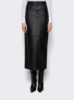 Leather Maxi Column Skirt Black -Artemides shop W2097PCL 2509 03 1