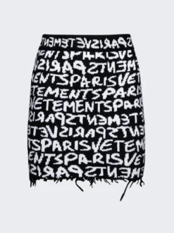 VETEMENTS Graffiti Monogram Mini Skirt Black And White