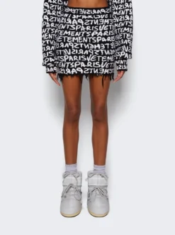 VETEMENTS Graffiti Monogram Mini Skirt Black And White -Artemides shop WE64KN900BW 5533 03 1