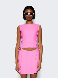 VETEMENTS Tie Fastening Tank Top Hot Pink -Artemides shop WE64TO510H 28909 03 1