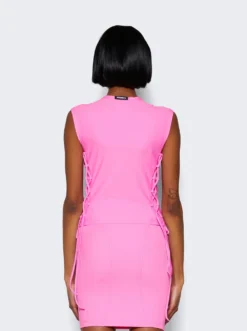 VETEMENTS Tie Fastening Tank Top Hot Pink -Artemides shop WE64TO510H 28909 05 1