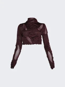 Wet Look Knitted Top Purple