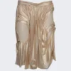 Wet Look Midi Skirt Metallic Gold