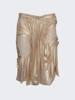 Wet Look Midi Skirt Metallic Gold