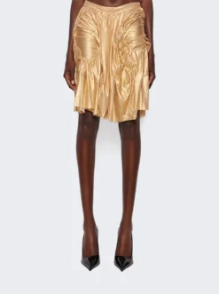 Wet Look Midi Skirt Metallic Gold -Artemides shop WETLOOK MIDI SKIRT 31086 03 1