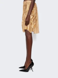 Wet Look Midi Skirt Metallic Gold -Artemides shop WETLOOK MIDI SKIRT 31086 04 1