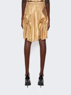 Wet Look Midi Skirt Metallic Gold -Artemides shop WETLOOK MIDI SKIRT 31086 05 1