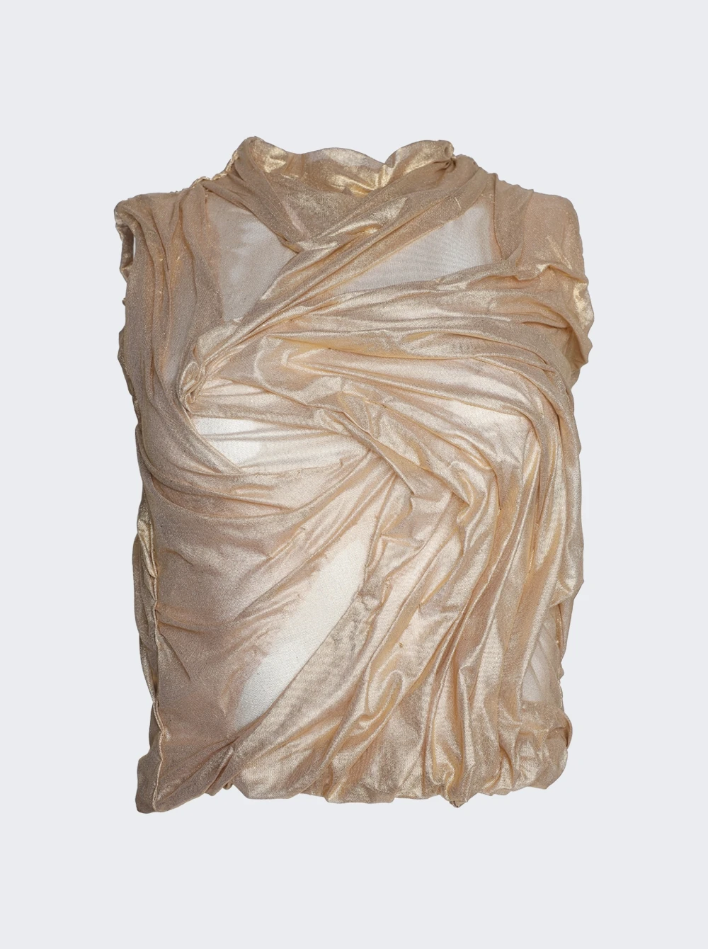 Wet Look High-Neck Top Metallic Gold 1 Wet Look High-Neck Top Metallic Gold