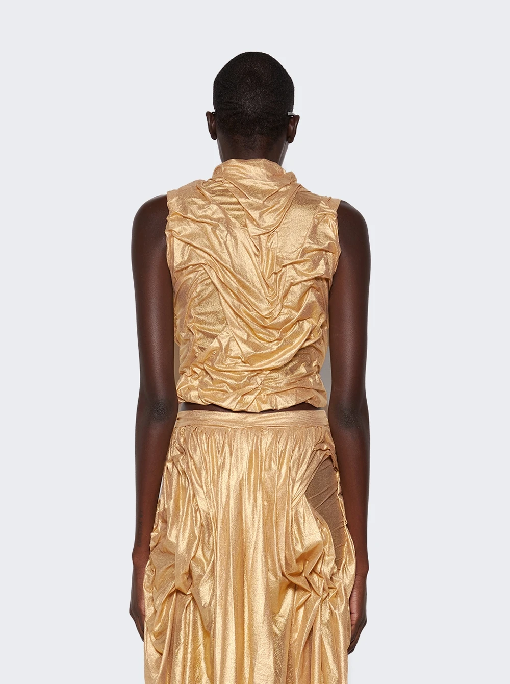 Wet Look High-Neck Top Metallic Gold 5 Wet Look High-Neck Top Metallic Gold - Image 5