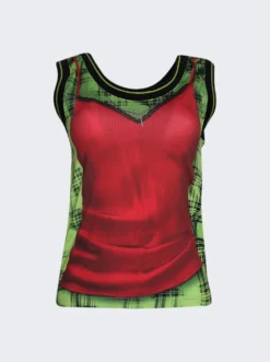 Y/Project X Jean Paul Gaultier Trompe-l'oeil Lingerie Tank Top Red And Green
