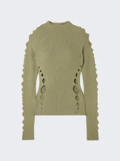 Dion Lee Snake Diamond Skivvy Knit Top Sage -Artemides shop a7725p23 4030 01