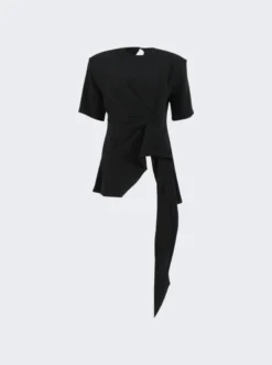 Draped Short Sleeve Tunic Black