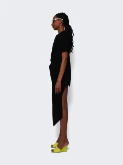 Draped Short Sleeve Tunic Black -Artemides shop mono ss22 tunic 04