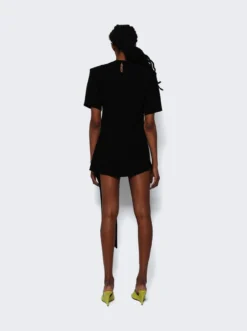 Draped Short Sleeve Tunic Black -Artemides shop mono ss22 tunic 05